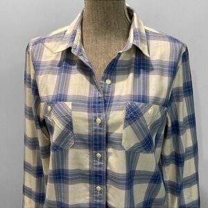 Levi's Plaid Button Down Shirt in Blue and Cream